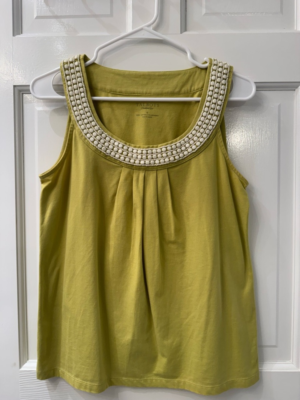 Talbots sleeveless top. Pretty beaded design all around neck area and back neck
